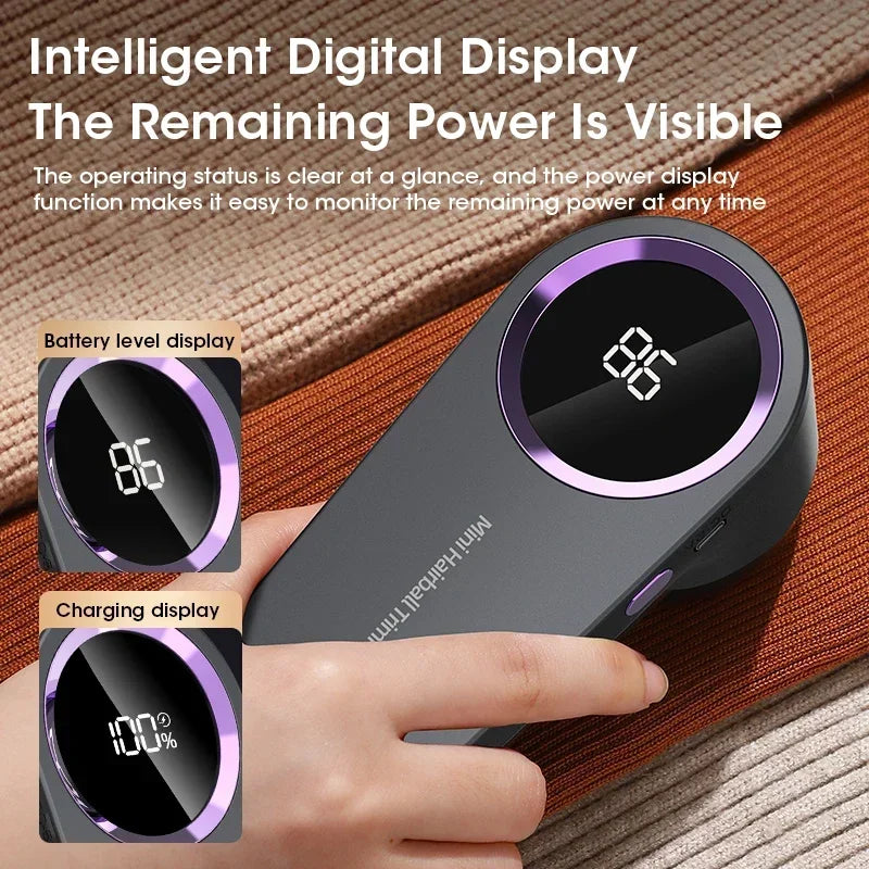 Electric Fabric Shaver Sweater Defuzzer LED Display USB Rechargeable Efficient 6 Leaves Rechargeable Fur Ball Trimmer